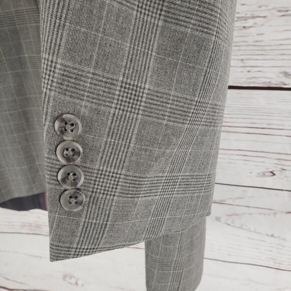 Steve Harvey Celebrity Edition Gray Plaid Double Vent Sportscoat Blazer Size 42L - Picture 11 of 14